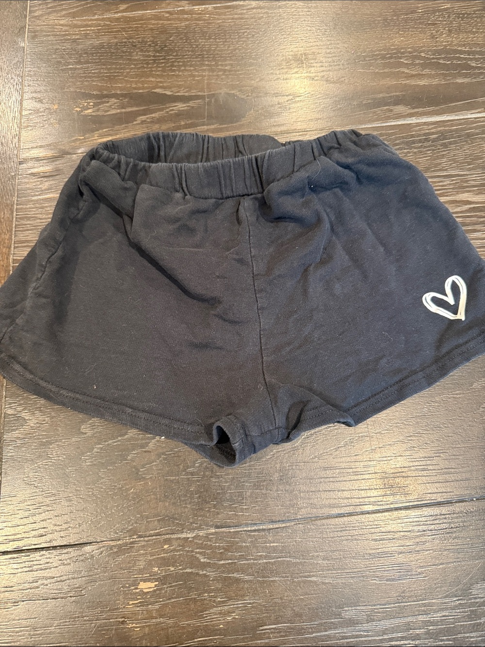 SHEIN Black Girls' Shorts with White Heart Accent